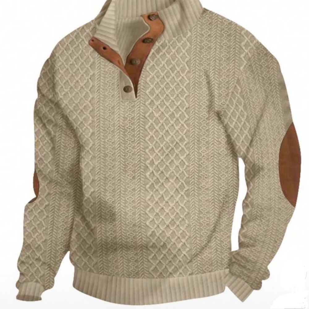 New Men's light tan Sweater with Brown Accents